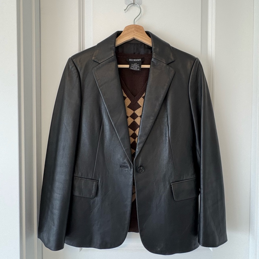 EnC Black Fitted lamb leather Blazer